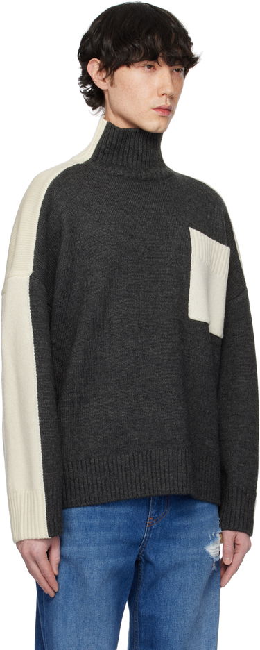 Villapaita JW Anderson JW Anderson Dual Tone Turtleneck with Patch Pocket Harmaa | KW1308-YN0367, 1