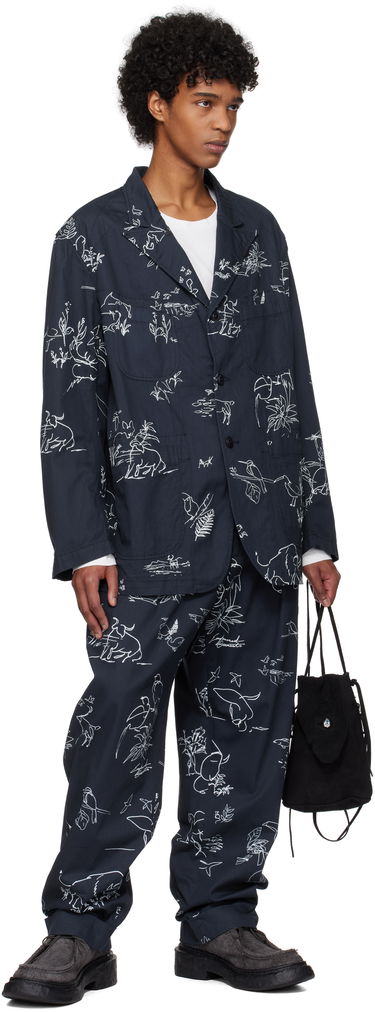 Housut Engineered Garments Engineered Garments Carlyle Print Trousers Tummansininen | 25S1F012, 3