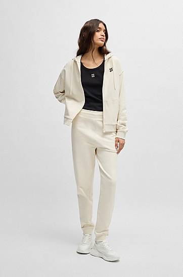 Huppari BOSS HUGO Zip-Up Hoodie with Stacked Logo Valkoinen | 50535240, 1