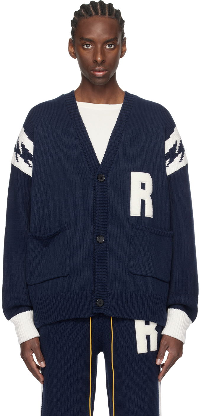 Villapaita Rhude Lightning Print Cardigan Tummansininen | RHPS24CA02504364