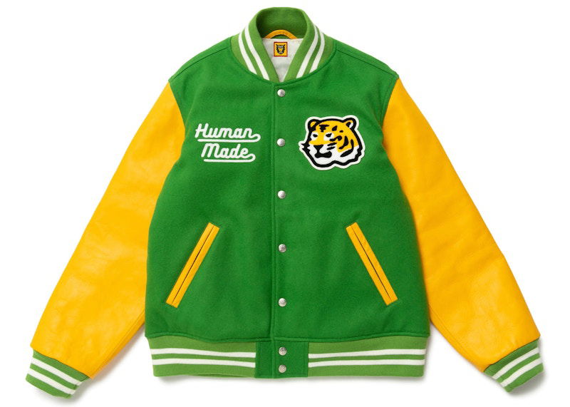 Bomber-takki Human Made Green and Yellow Varsity Jacket Vihreä | HM24JK018