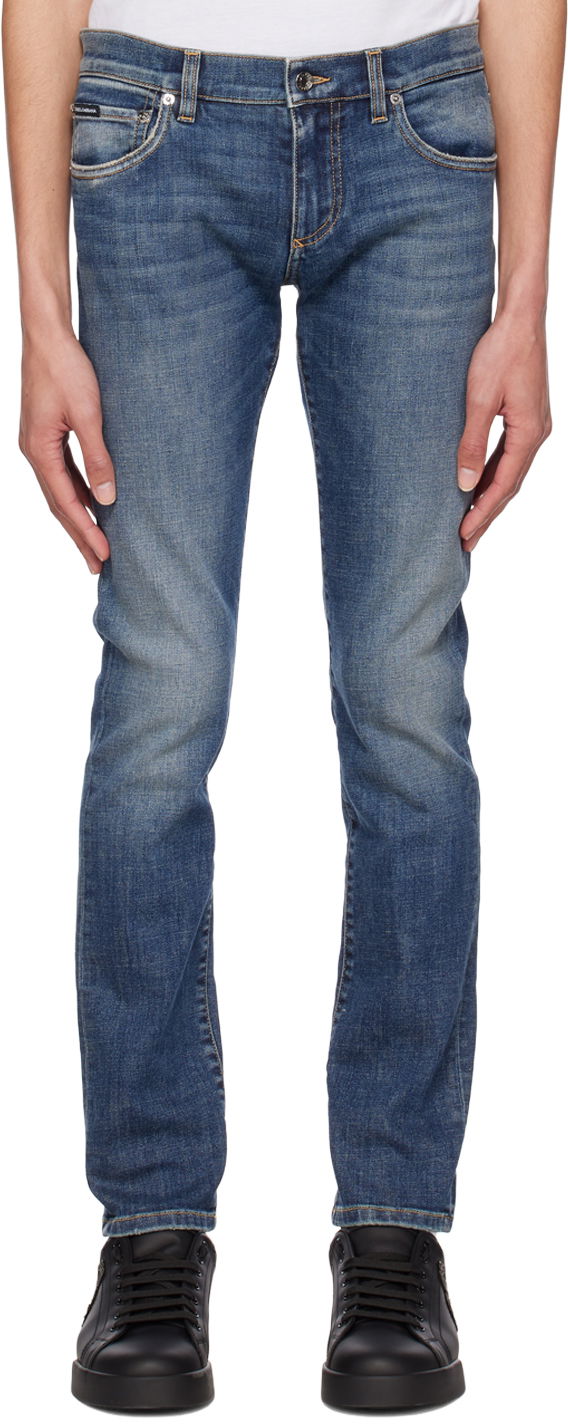 Jeans Dolce & Gabbana Blue Washed Skinny Jeans Sininen | GY07LDG8GW9