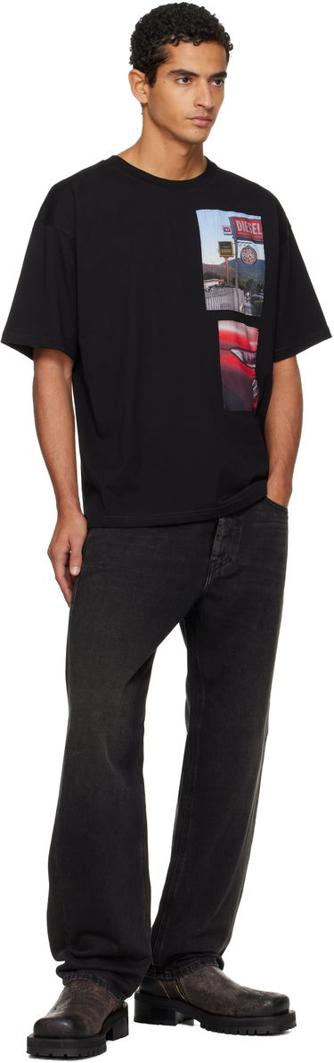 T-paita Diesel T-shirt with Roadside Scene and Car Photo Patches Musta | A19467-0PLAT-9XX, 3
