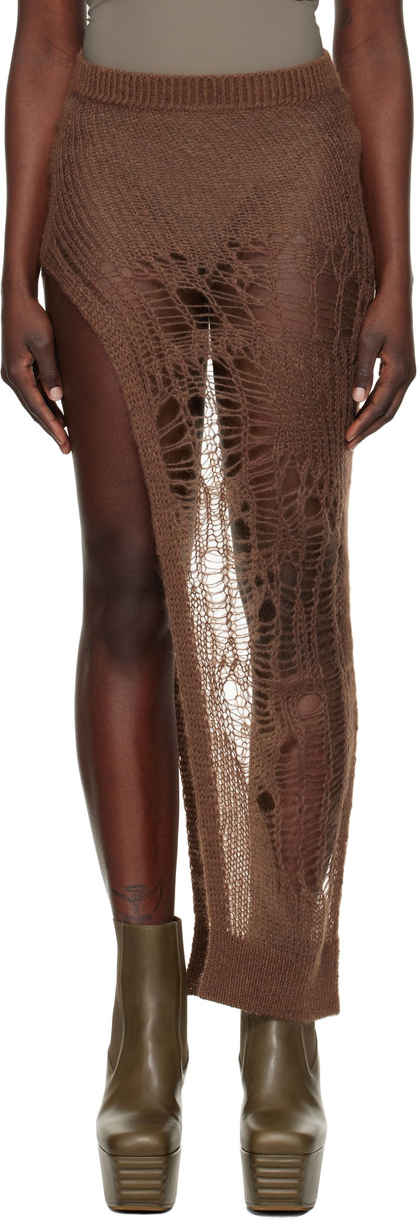 Hame Rick Owens Rick Owens Hollywood Spider Ziggy Maxi Skirt Ruskea | RP01E7605 KNETMH
