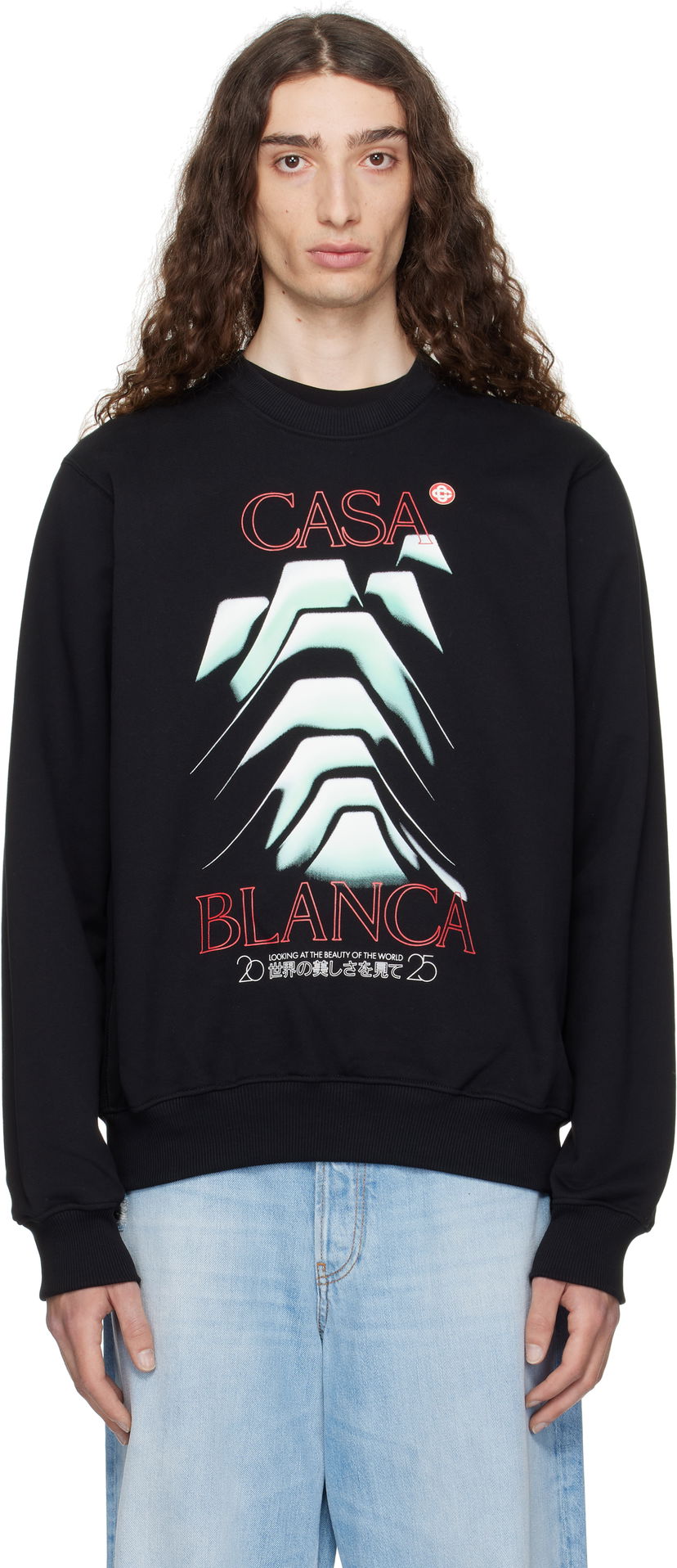 Huppari Casablanca Casablanca Frosty Mountain Graphic Sweatshirt Musta | MPF25-JTP-293-05