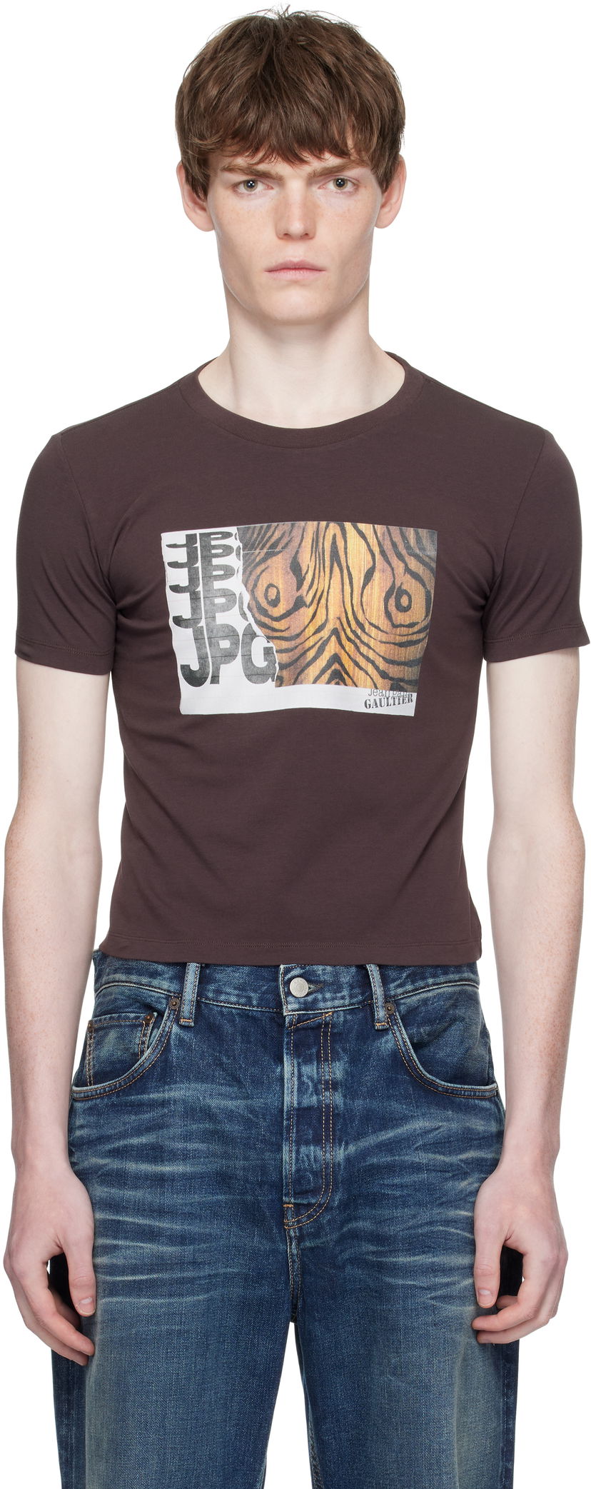 T-paita Jean Paul Gaultier Jean Paul Gaultier Printed Wood T-Shirt Ruskea | 25/03-W-TO294-J002-710060