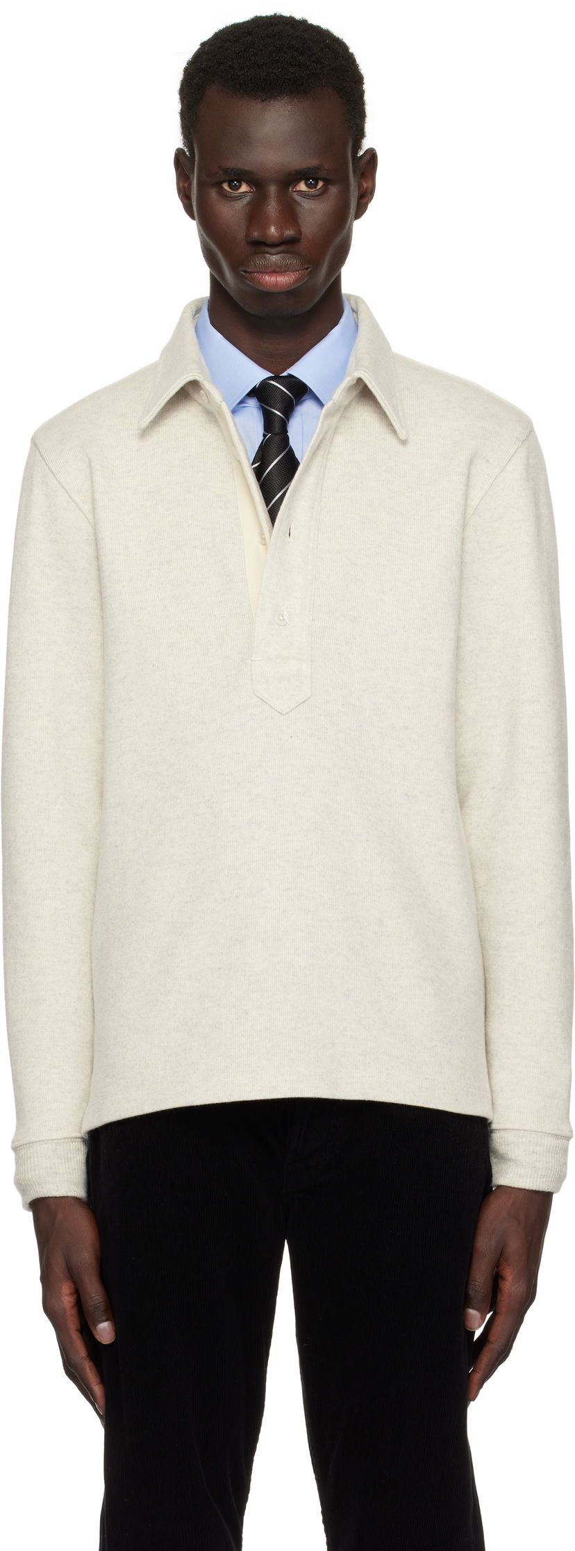 Villapaita Tom Ford TOM FORD Cotton Blend Rugby Polo Beige | JPL017-JMC049S25