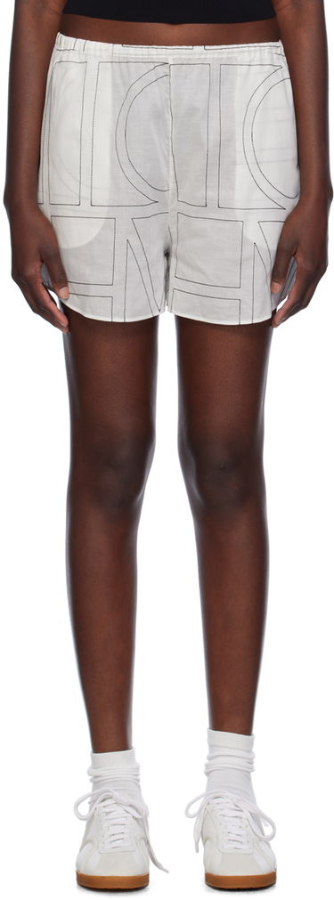 Shortsit TOTEME TOTEME Monogram Print Shorts Valkoinen | 243-WRB1141-FB0239, 0