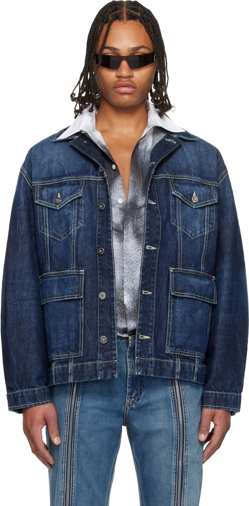 Takki Jean Paul Gaultier Jean Paul Gaultier Cutout Denim Jacket Sininen | 25/04-U-JA018-D024-83