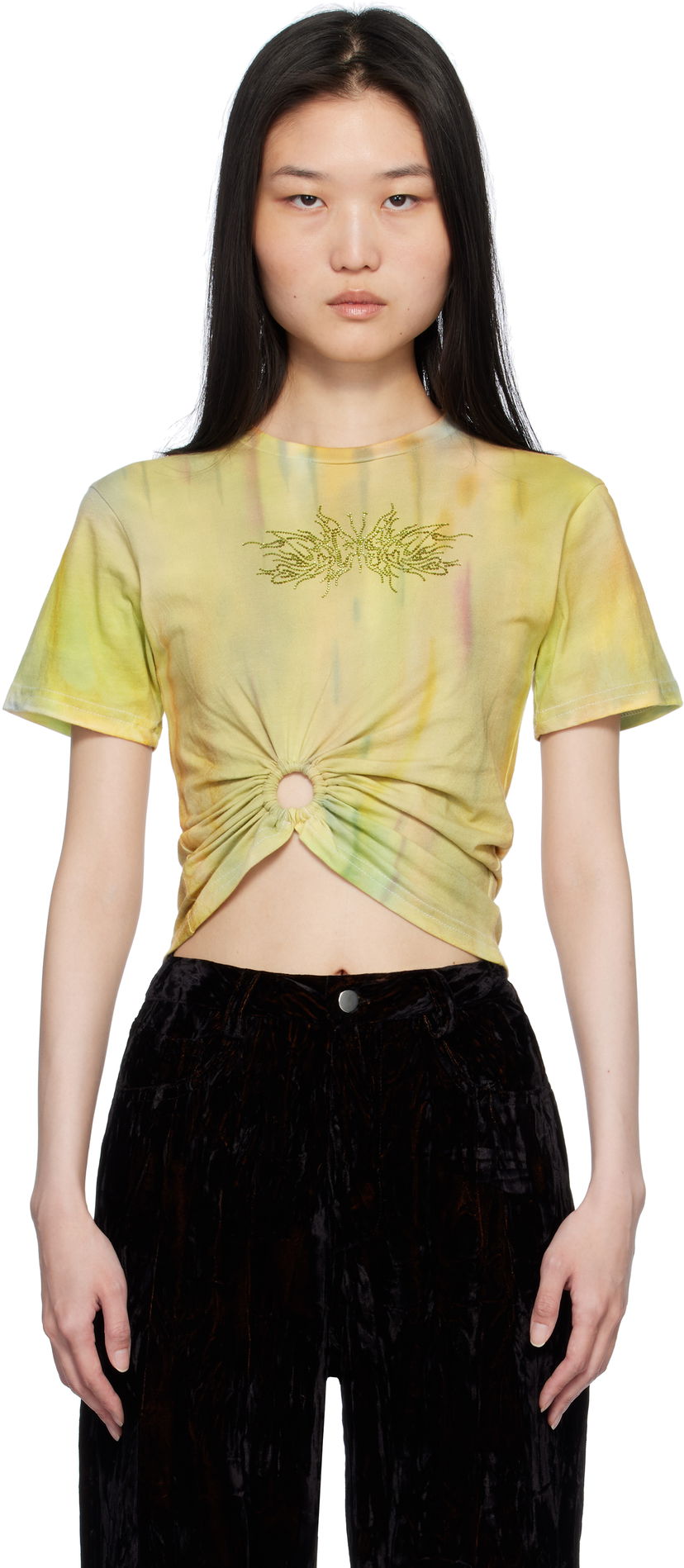 Crop top Collina Strada Collina Strada Tie-Dye Ring Cropped T-Shirt Keltainen | XX3380