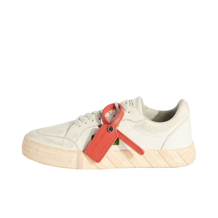 Tennarit ja kengät Off-White Vulcanized Low Distressed Leather White Green Valkoinen | OMIA085F23LEA0030155