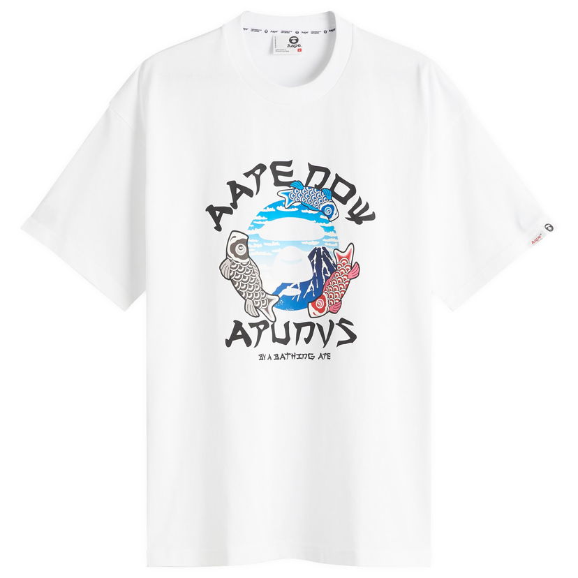 T-paita AAPE by A Bathing Ape AAPE Koi Fish Graphic Tee, Size Large Valkoinen | AAPTEM1637XX-WHT