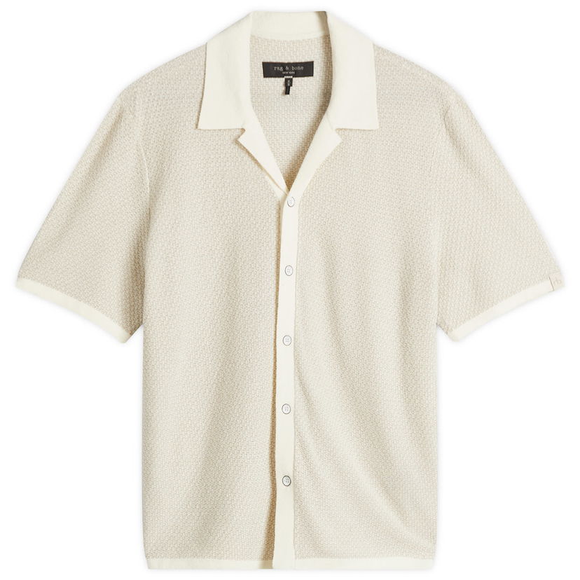 Paita rag & bone Rag & Bone Avery Zig-Zag Towelling Shirt, Size Large Valkoinen | MBS25S036YF36-IVO