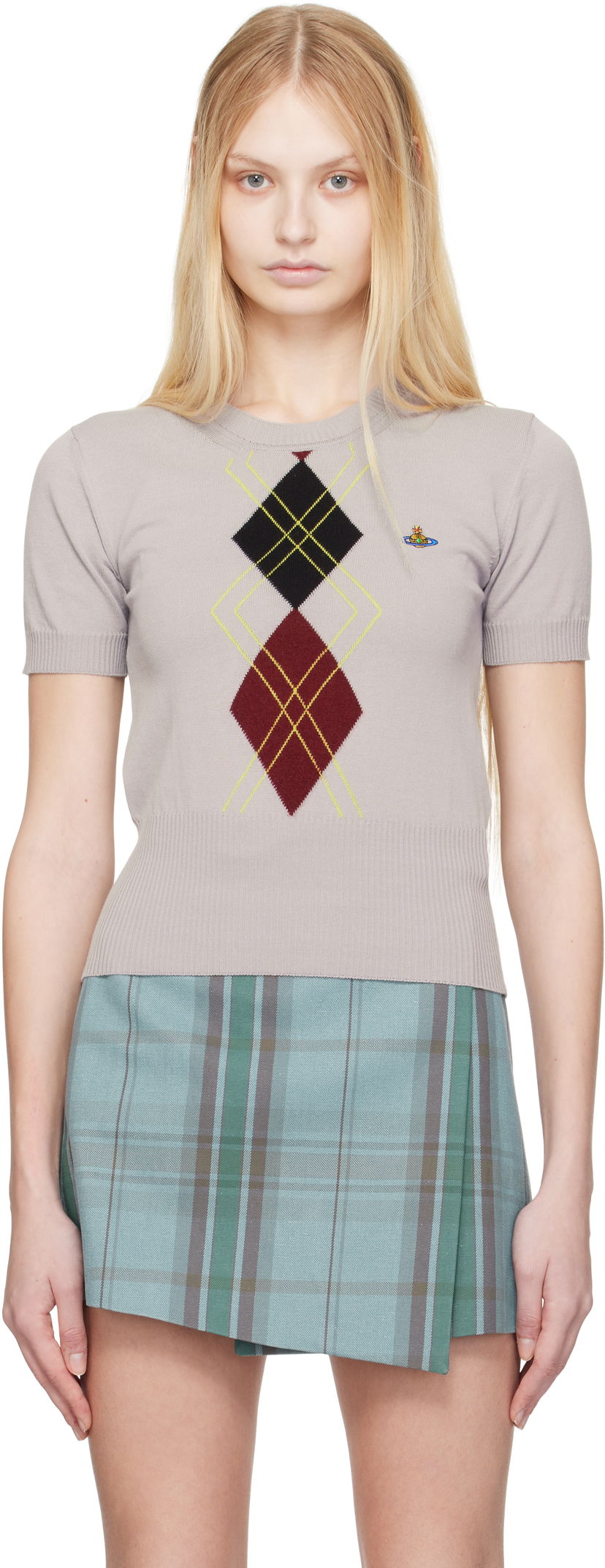 Villapaita Vivienne Westwood Vivienne Westwood Argyle Knitted Top Harmaa | 1803005S-Y003D-