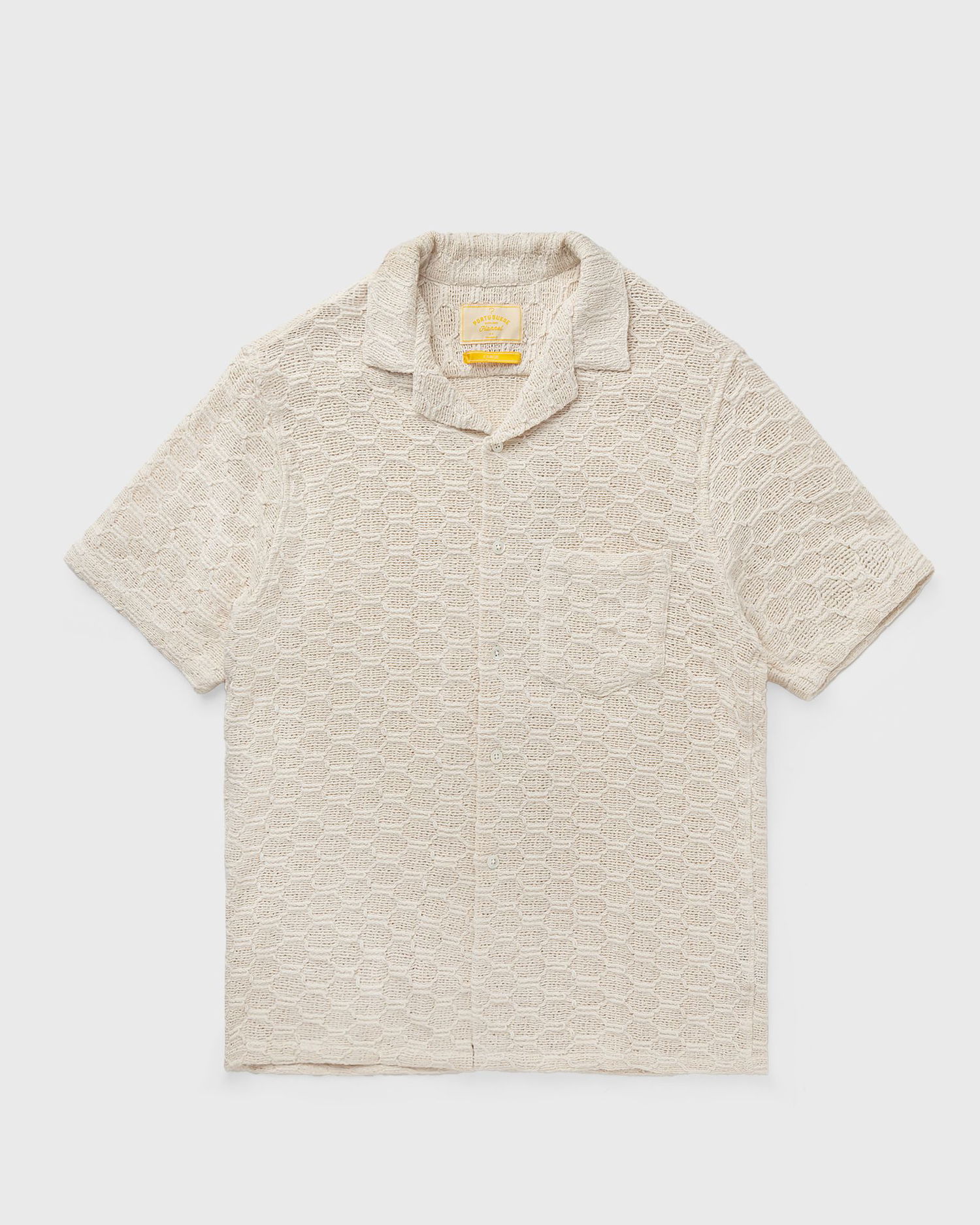Paita Portuguese Flannel Knitted Short Sleeve Camp Collar Shirt Beige | SS25.062.WHITE, 1