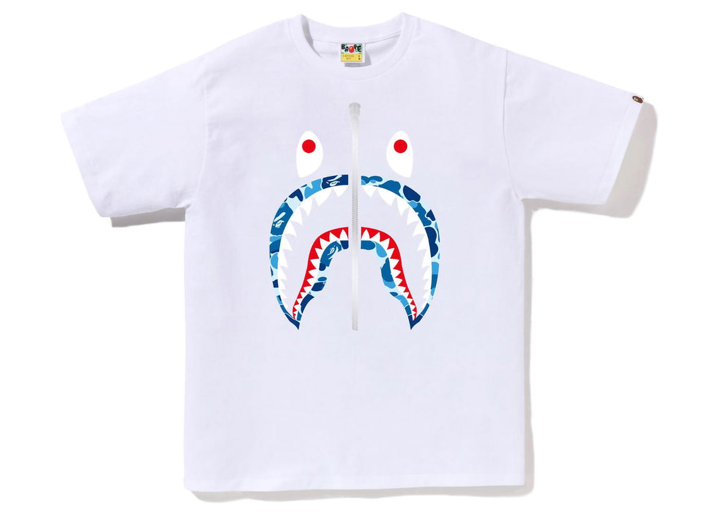 T-paita BAPE ABC Camo Shark Silver Zip Tee Valkoinen | 1J30-110-007, 0