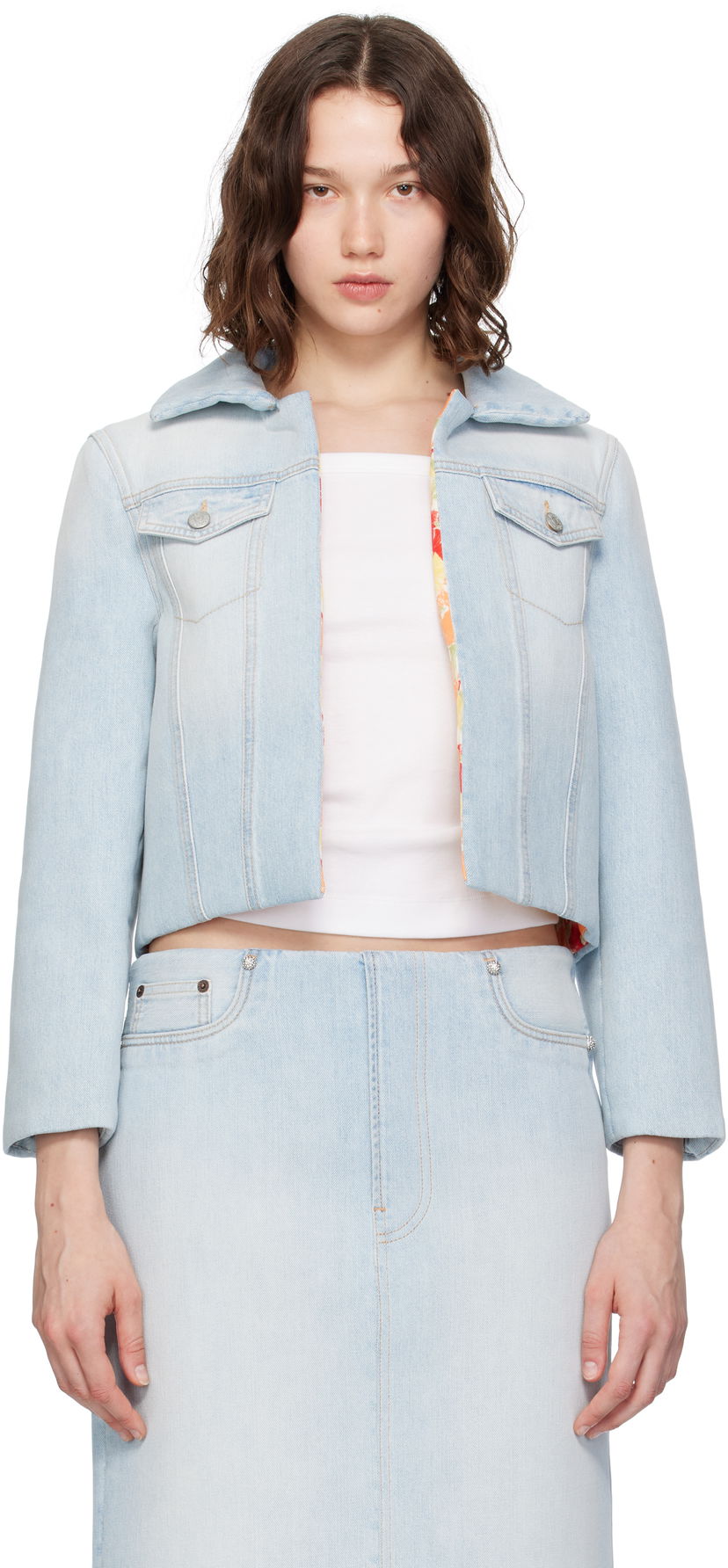 Takki Acne Studios Acne Studios Padded Cropped Denim Jacket Sininen | A90642-