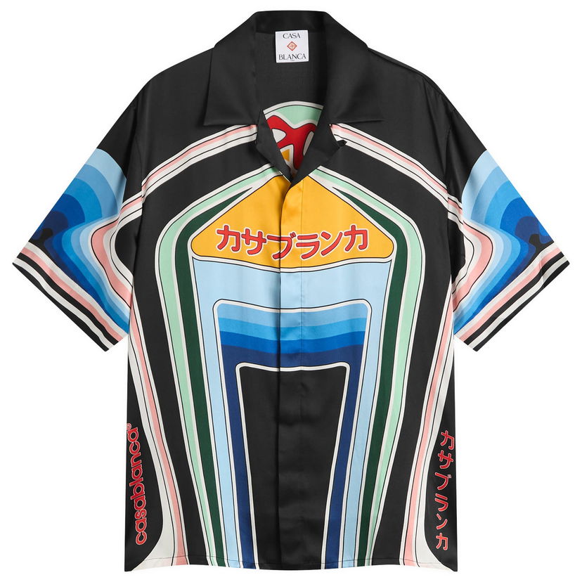 Paita Casablanca Casablanca Graphic Short Sleeve Shirt, Size Large Musta | MPF25-SH-003-06