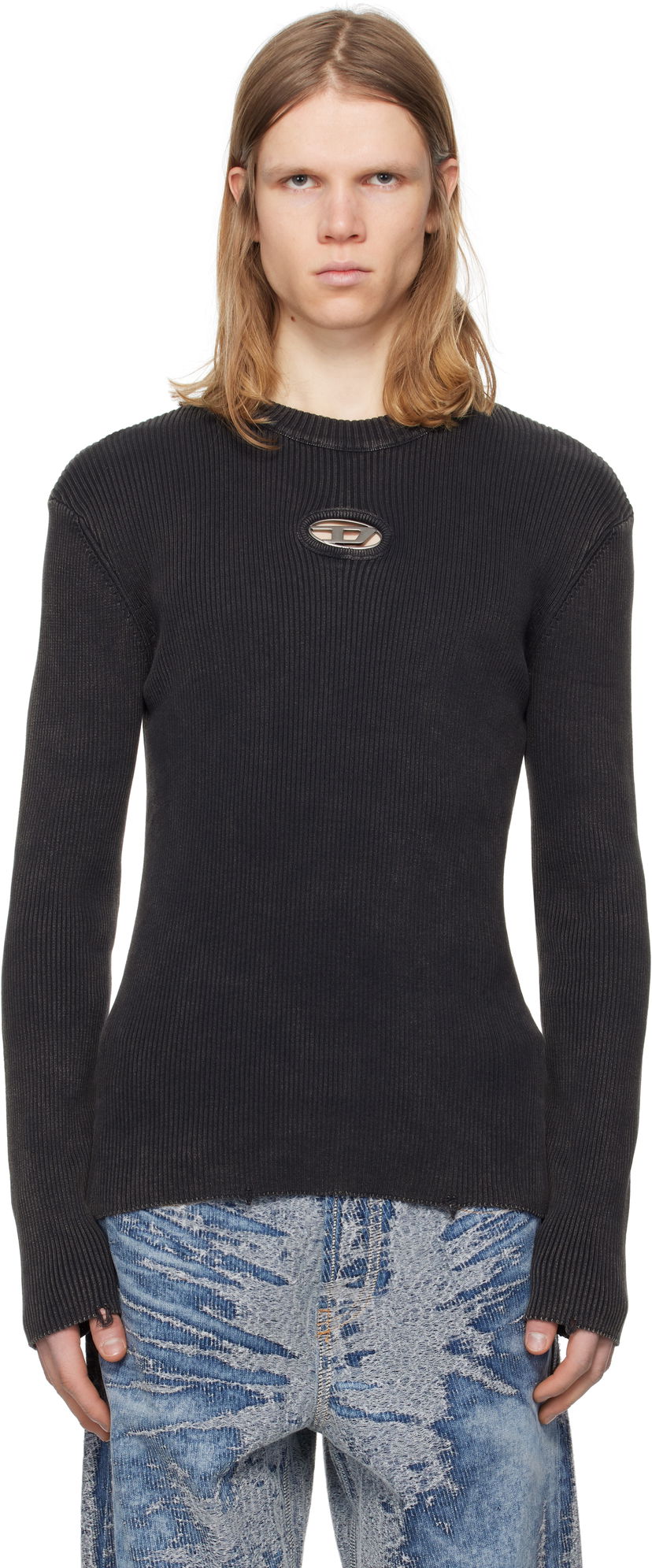 Villapaita Diesel Diesel K-Darin-D Ribbed Knit Sweater Musta | A17512-0AKBQ-900
