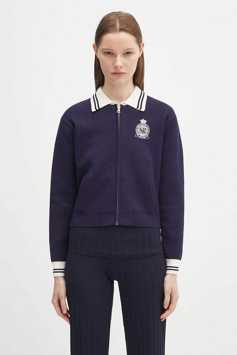 Villapaita Sporty & Rich Sporty & Rich Royal Club Zipped Cardigan Tummansininen | CA006620219BL106