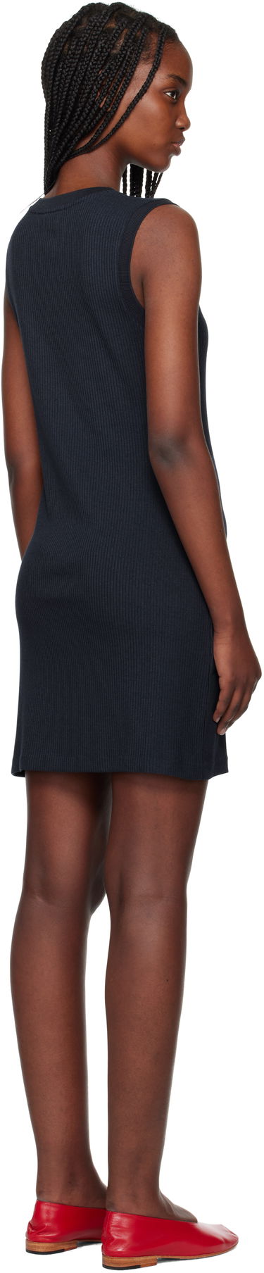 Mekko MAISON KITSUNÉ Maison Kitsuné Baby Fox Patch Ribbed Minidress Tummansininen | OW01618KJ0134, 2