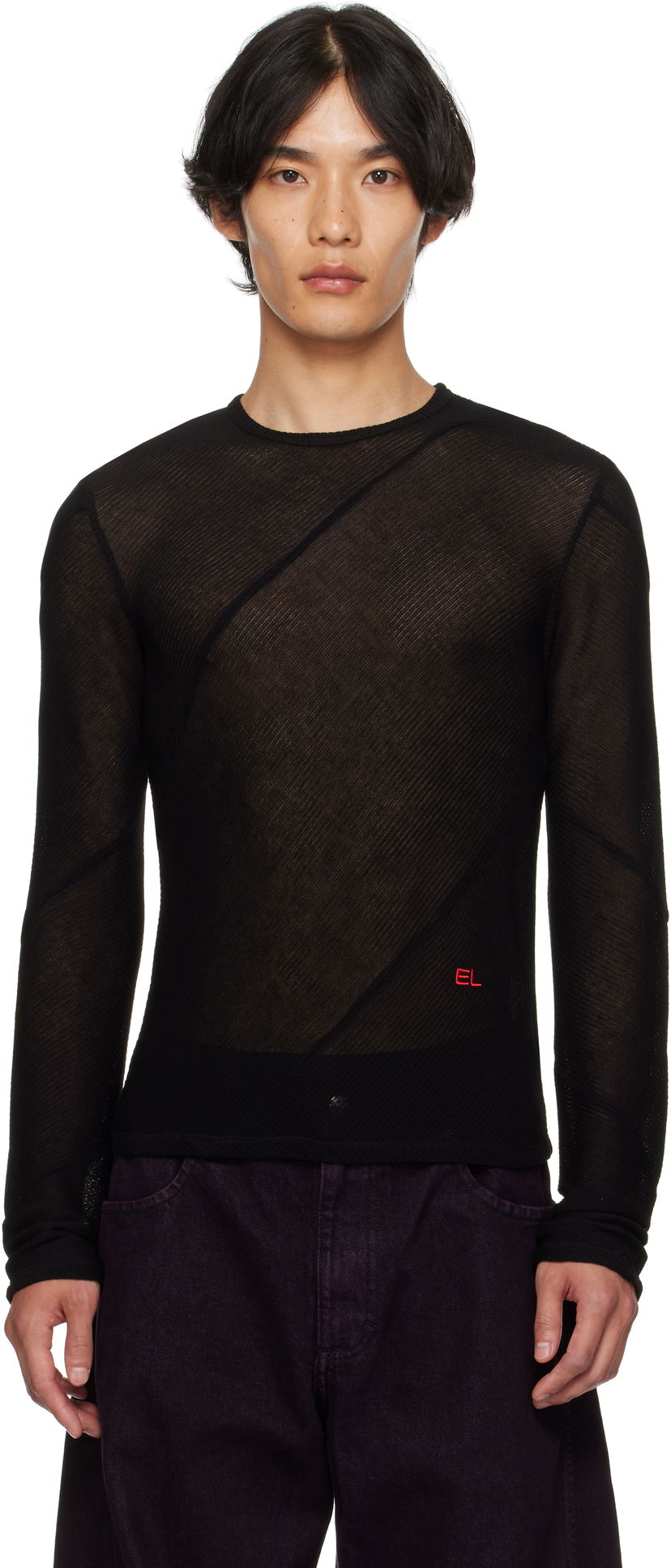 T-paita Eckhaus Latta Eckhaus Latta Spiral Long Sleeve T-Shirt Musta | 1107-EL-PF25-J