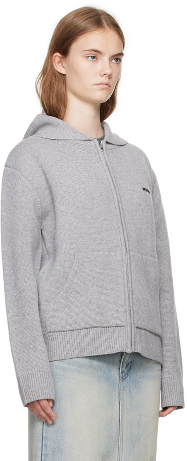 Huppari We11done We11done Embroidered-Logo Zip-Up Hoodie Harmaa | WD-KJ2-24-605-W-GY, 1