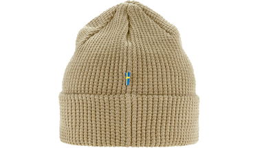 Pipo FJÄLLRÄVEN Ribbed Knitted Beanie with Logo Tab, One Size Beige | F84767-118, 2