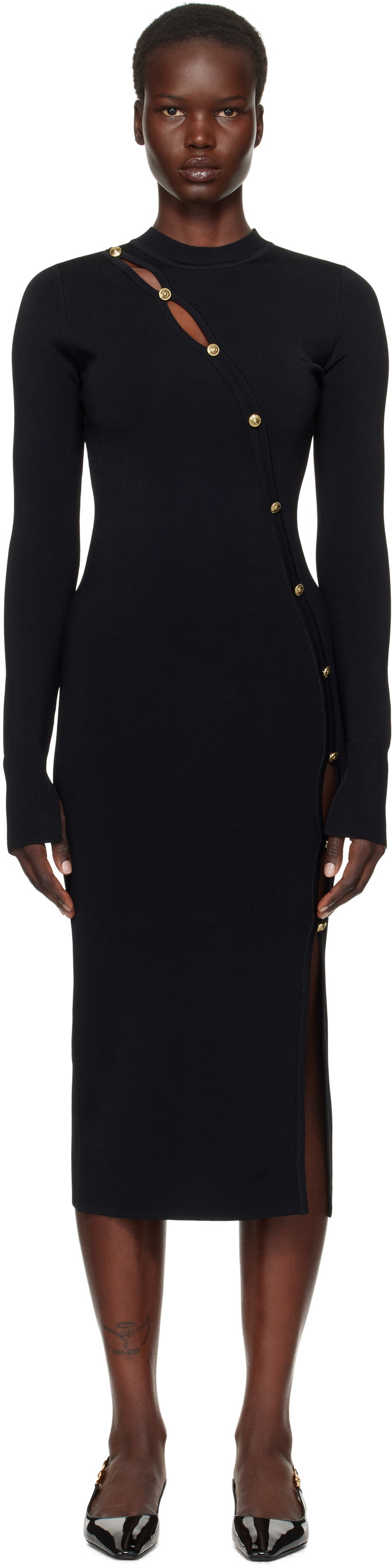 Mekko Versace Cutout Jersey Midi Dress Musta | E77HAOMB3_ECM61H