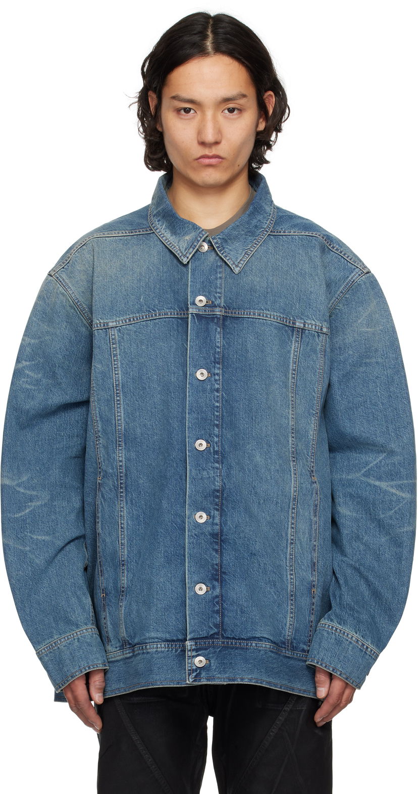 Takki Rick Owens Rick Owens DRKSHDW Hollywood Jumbo Worker Denim Jacket Sininen | DU01E3761 DWB