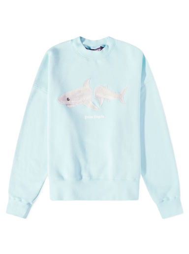 Huppari Palm Angels Shark Crew Sweat Turkoosi | PMBA026S23FLE0054001