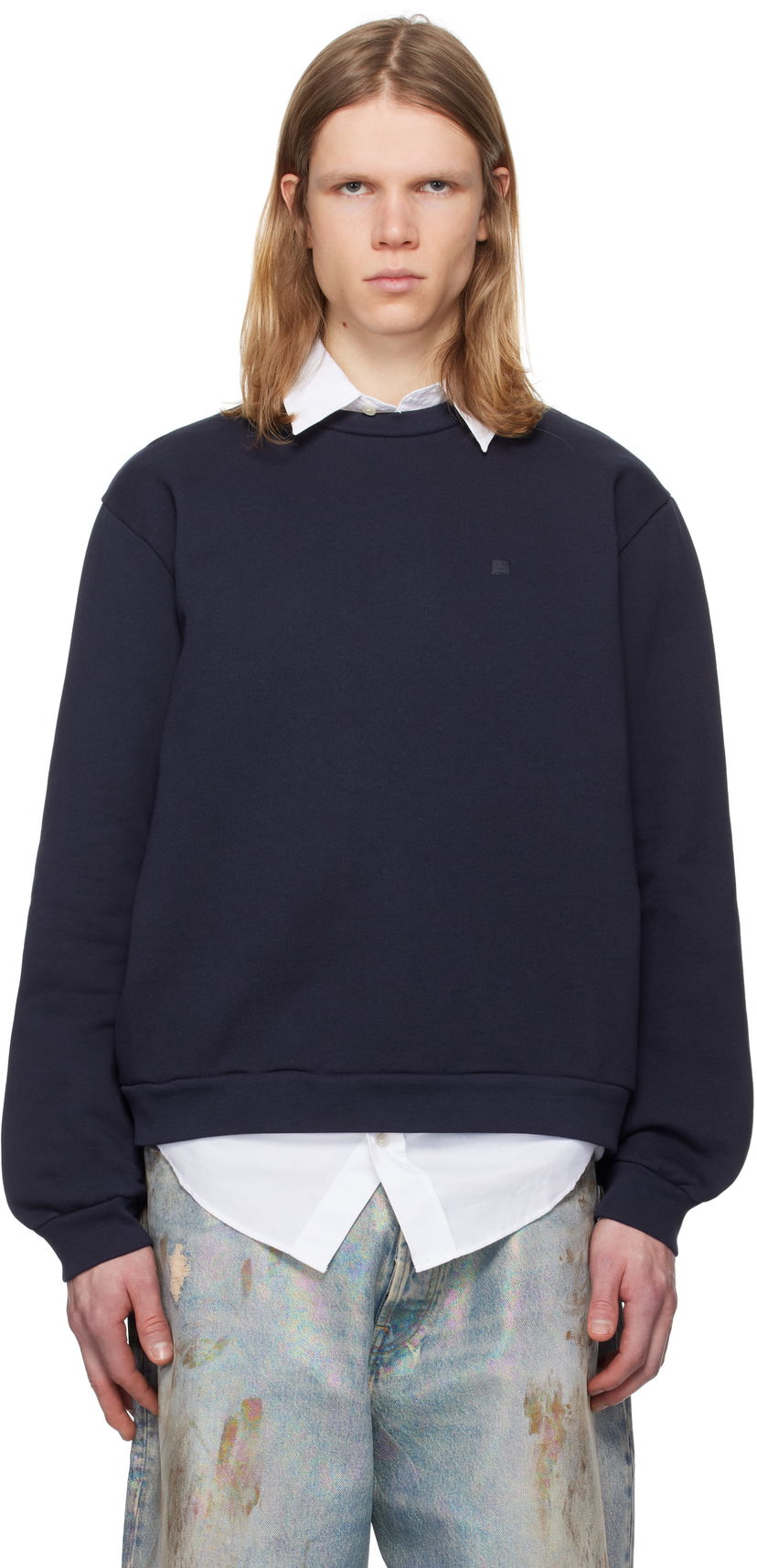 Huppari Acne Studios Acne Studios Crew Neck Fleece Sweatshirt Tummansininen | CI0187-