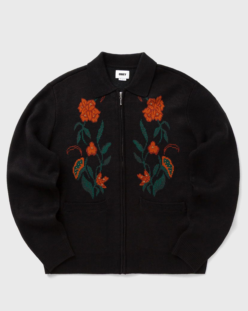 Villapaita OBEY Collared Floral Zipped Knit Cardigan Monivärinen | 151010041-BLK