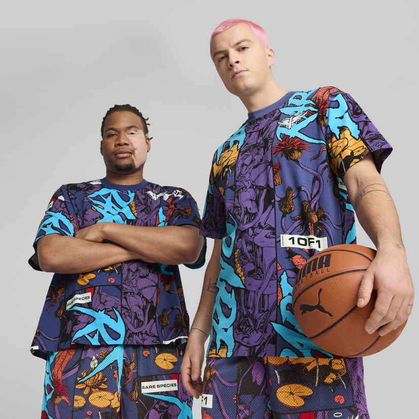 T-paita Puma Melo Phoenix All-Over Print Basketball T-Shirt Violetti | 630757_01