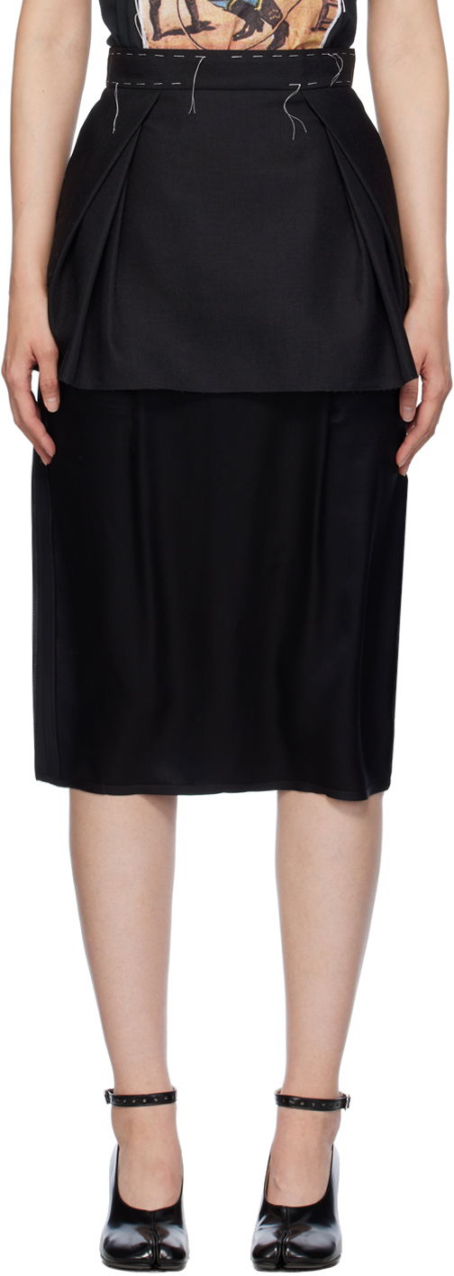 Hame Maison Margiela Work-In-Progress Midi Skirt Musta | S51ME0021 S78413