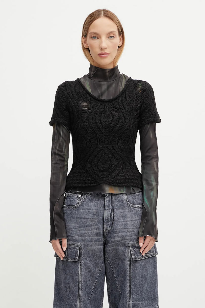 Villapaita Andersson Bell Andersson Bell Layered Knit Top Musta | atb1352w