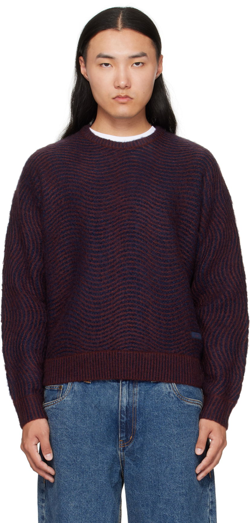 Villapaita Dime Dime Mohair Wave Knit Sweater Burgundia | DIMEFA254BUR