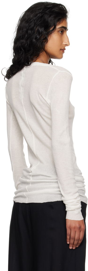 T-paita Rick Owens Rick Owens Concordians Mini Rib Long Sleeve T-Shirt Valkoinen | RP02E4202 MR, 2