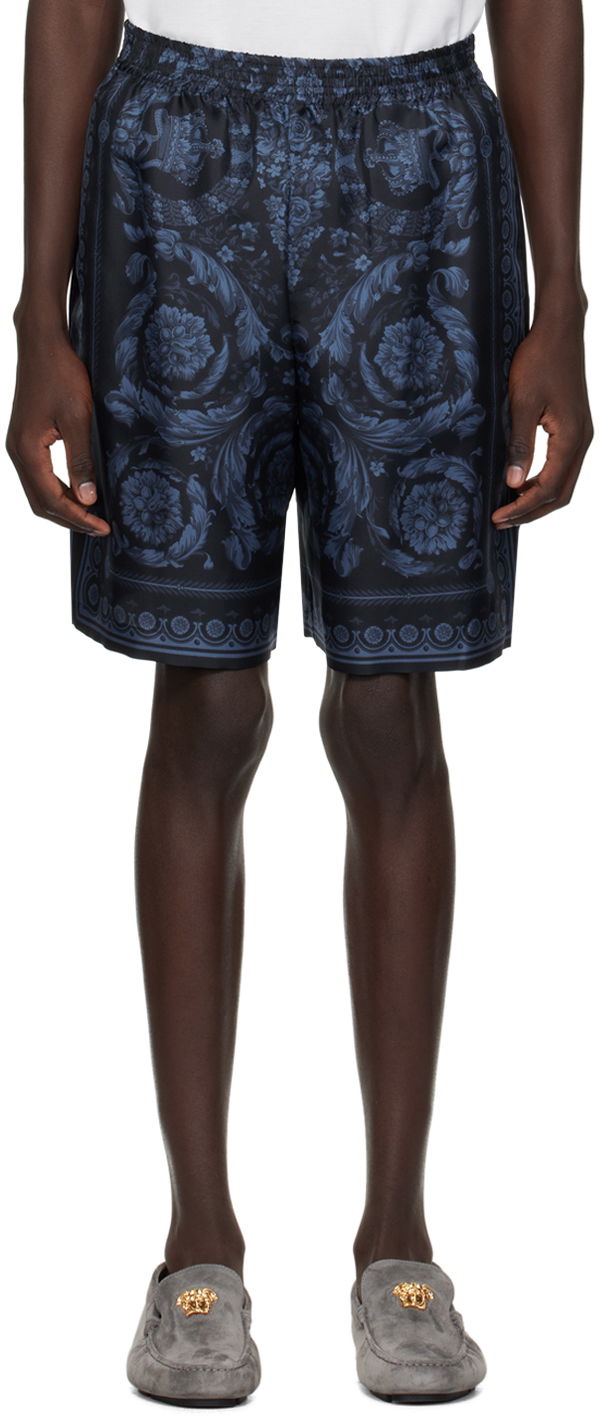 Shortsit Versace Barocco Shorts Tummansininen | 1002476_1A09783
