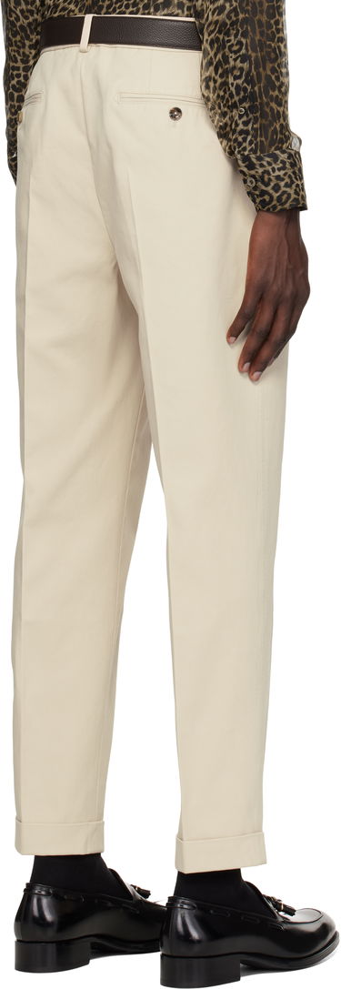 Housut Tom Ford TOM FORD Double Pleat Gabardine Trousers Beige | SHP004-FMC187S25, 2