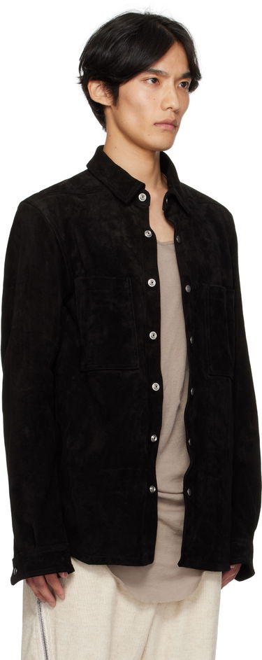 Takki Rick Owens Rick Owens Concordians Suede Overshirt Musta | RU02E1744 LCS, 1