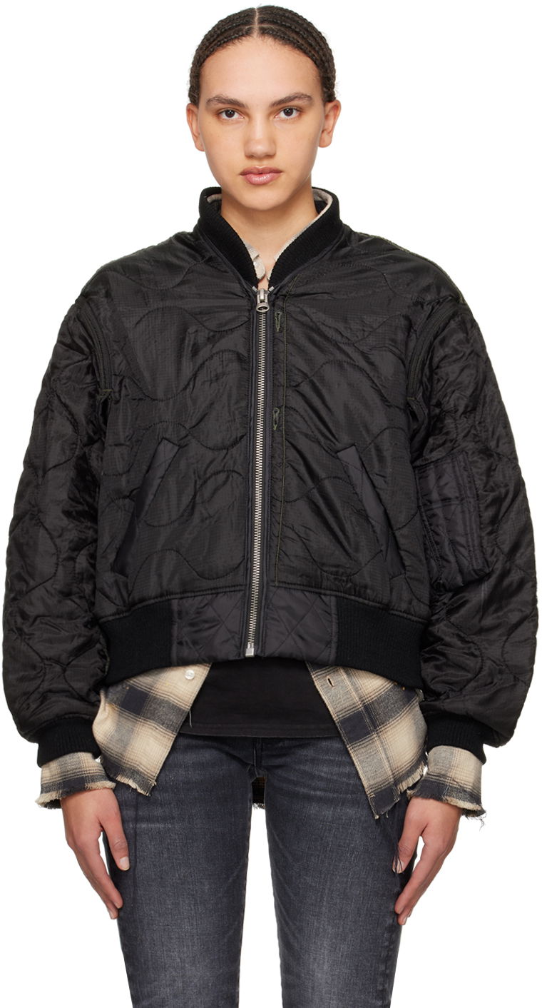 Bomber-takki R13 R13 Quilted Bomber Jacket Musta | R13WR145-BREF