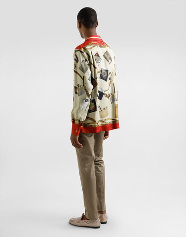 Paita Dolce & Gabbana Dolce & Gabbana Men's Silk Shirt with Lighter and Belt Print Monivärinen | G5IF1THI1VNHH5HX, 2