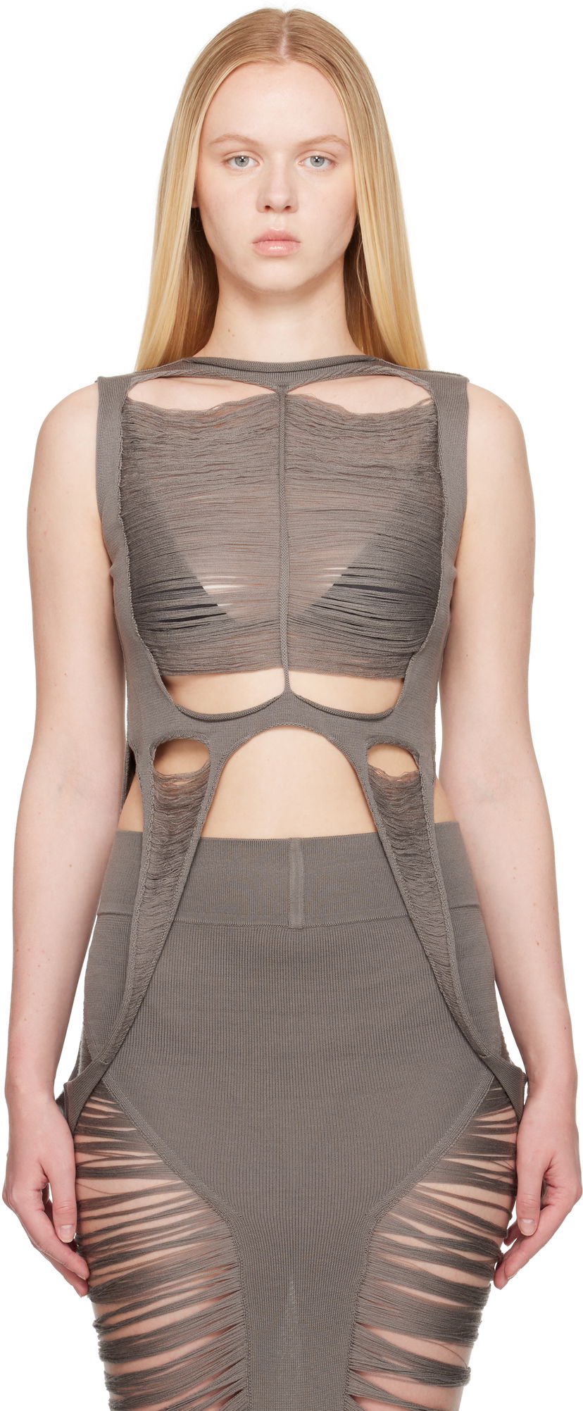 Tankkitoppi Rick Owens Rick Owens Hollywood Tanja Destroyed Tank Top Harmaa | RO01E7615 KGRIDM