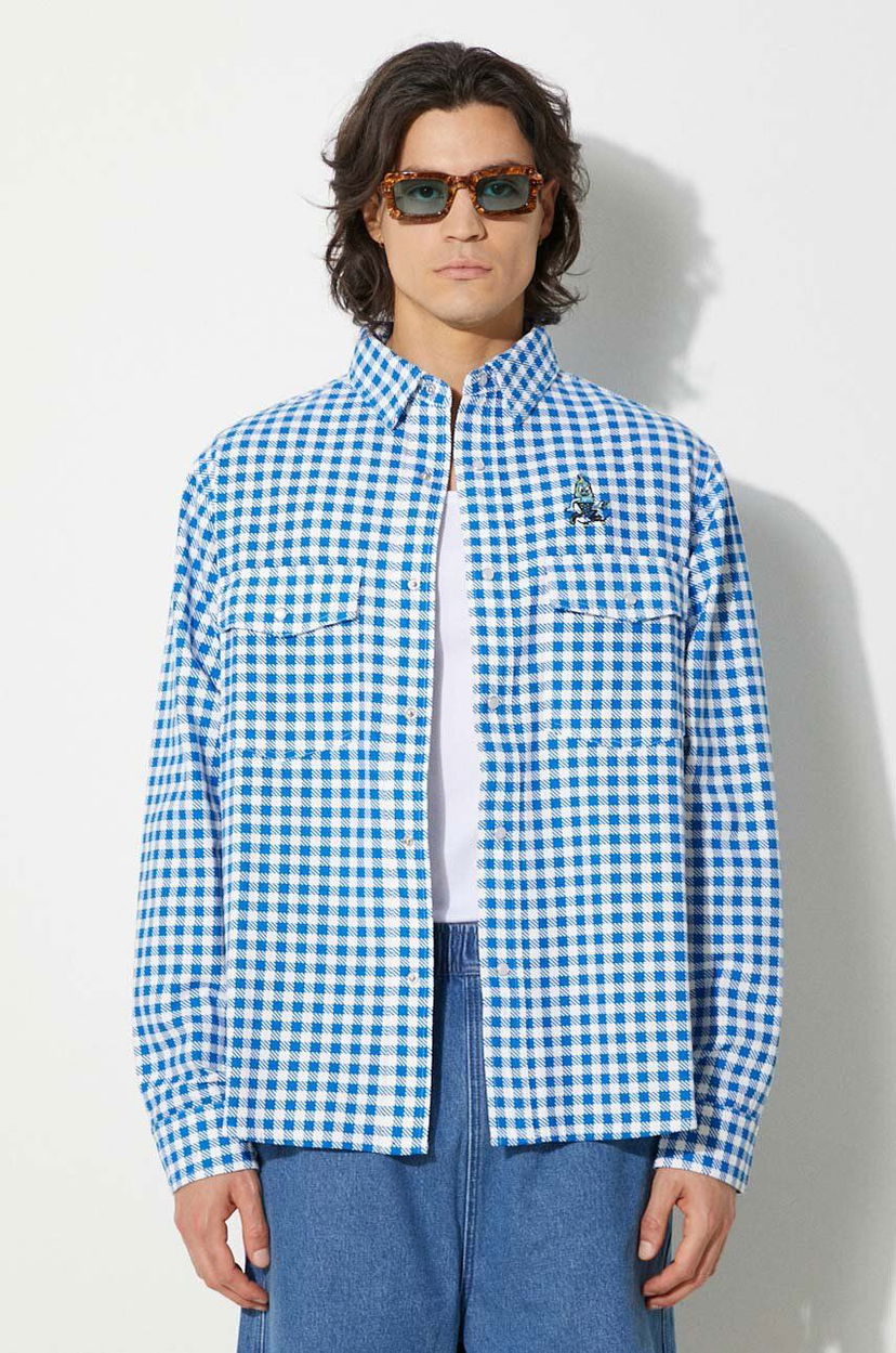 Paita BBC IceCream ICECREAM Relaxed Fit Longsleeve Printed Check Shirt Sininen | IC24222