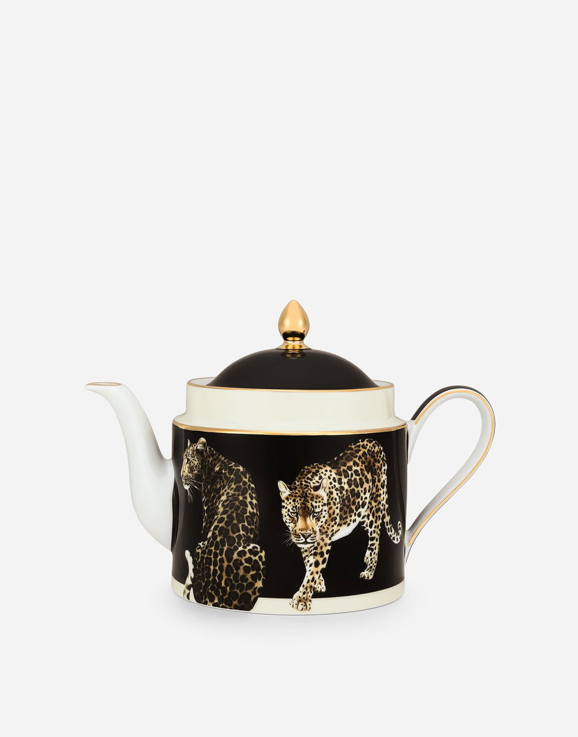 Kodin sisustus Dolce & Gabbana Porcelain Teapot with Leopard Print Musta | TC0127TCA39UL018