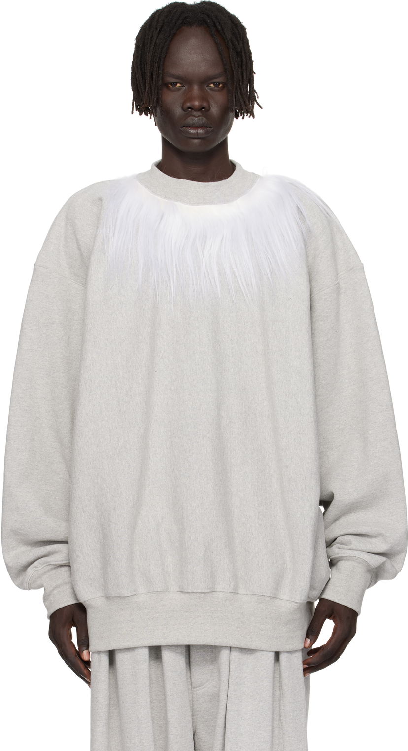 Huppari HED MAYNER Hed Mayner Fur Trim Sweatshirt Harmaa | HMMB72006P-HB211