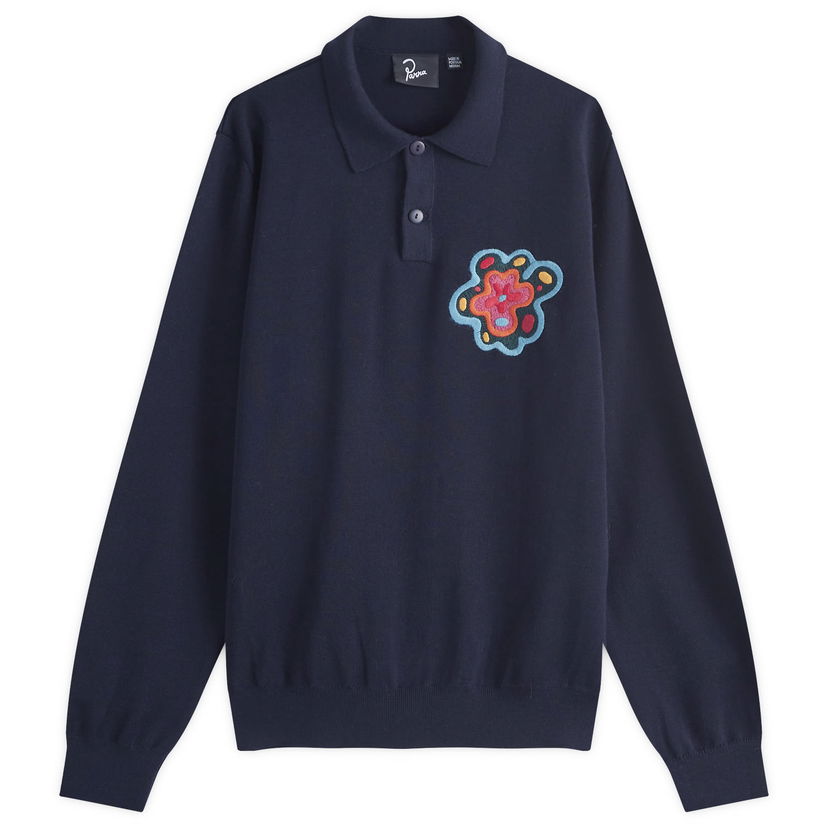 Poolopaita By Parra Flower Blob Knitted Polo Shirt Tummansininen | 52226