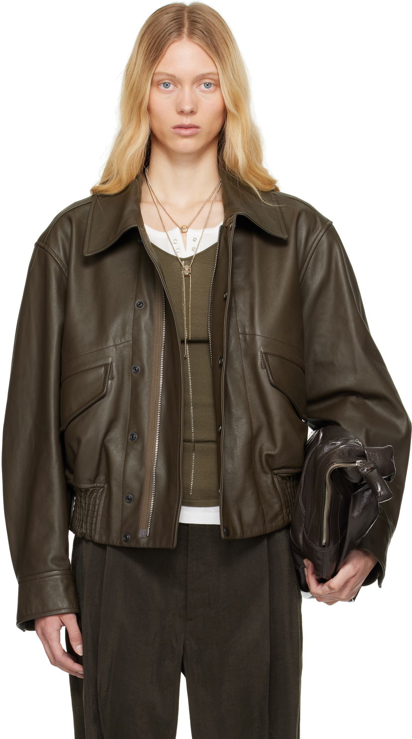 Bomber-takki LEMAIRE Lemaire Soft Nappa Leather Jacket Vihreä | OW1135 LL0095