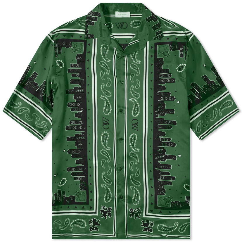 Paita Off-White Bandana Vacation Shirt Vihreä | OMGG013S24FAB0035757